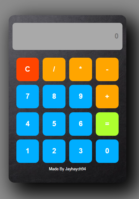Screenshot of the calculator project.