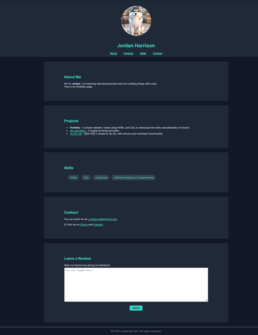 Screenshot of the portfolio project.